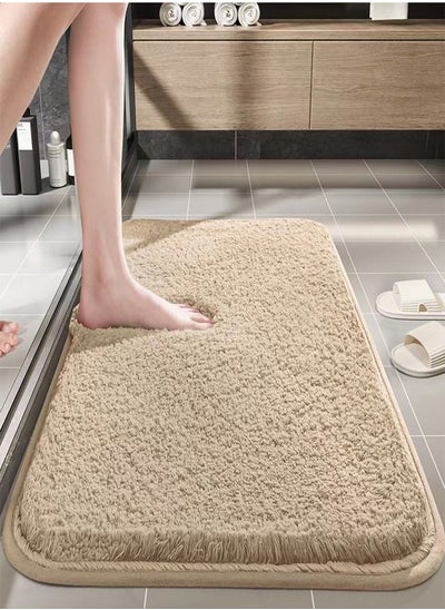 اشتري 1-Piece Absorbent Non-Slip Simplicity Style Floor Mat/Bathroom Floor Mat/Door Entry Mat Khaki Polyester Fiber 50 x 80 centimeter في الامارات