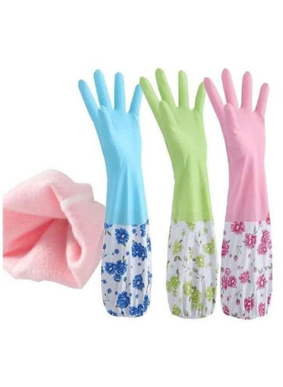 Buy Long inner lined rubber gloves multi colours in Egypt