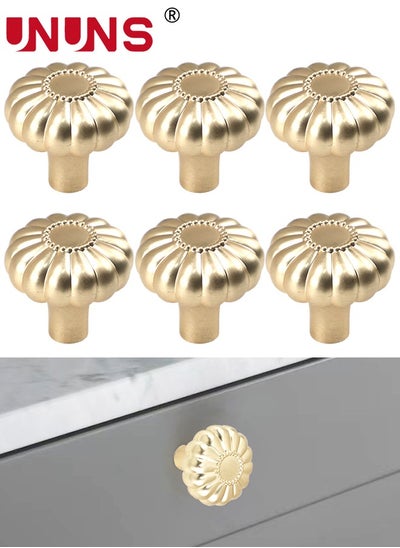 اشتري Knobs For Cabinet,6 Pack Gold Drawer Cabinet Knobs,Solid Brass Handles Hardware For Dresser Kitchen Bedroom Bathroom في السعودية