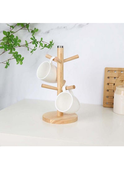 Buy Loretta Bamboo Mug Tree Natural Bamboo Coffee Mug Holder Tea Cup Organiser For Kitchen & Dining Room D14Xh31.5Cm - Natural in UAE