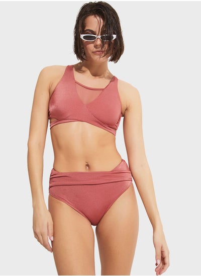 Buy Mesh Plunge Bikini Top & Bottom Set in UAE