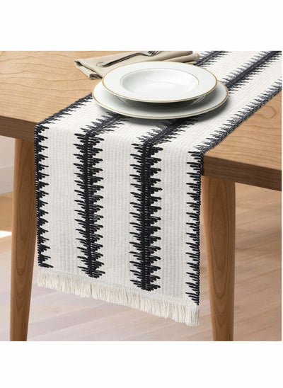 Buy Table Runner, 30 * 180 CM Burlap Table Runner Balck and White for Modern Farmhouse Decor in Saudi Arabia