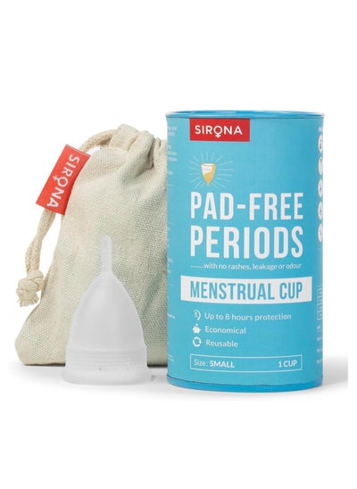 Buy Sirona Reusable Menstrual Cup for Women with Pouch | Ultra Soft Odour & Rash Free | 100% Medical Grade Silicone | No Leakage | Protection for Up to 8-10 Hours | US FDA Registered - Small (Pack of 1) in UAE