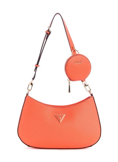 Buy GUESS Ladies fashion zipper shoulder bag Orange in UAE