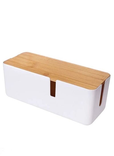 Buy Cable Management Storage Box with Lid Hollow Plastic Power Socket Wire Organizer in UAE