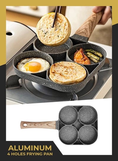Buy Non Stick Egg Frying Pan 4 hole Section Fryer for Pancake, Burger Grill ,Omelet Egg Fried for Breakfast in UAE