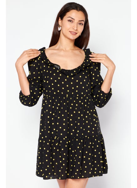 Buy Women Polka Dots Midi Dress, Black Combo in Saudi Arabia