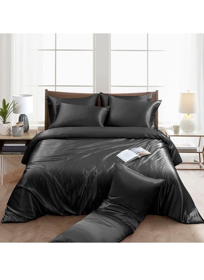 Buy 4 Pieces Single Size Satin Luxury Silky Bedding Duvet Cover Set Skin-friendly And Comfortable, Soft And Smooth For Bedroom And Living Room 160x210 cm in Saudi Arabia