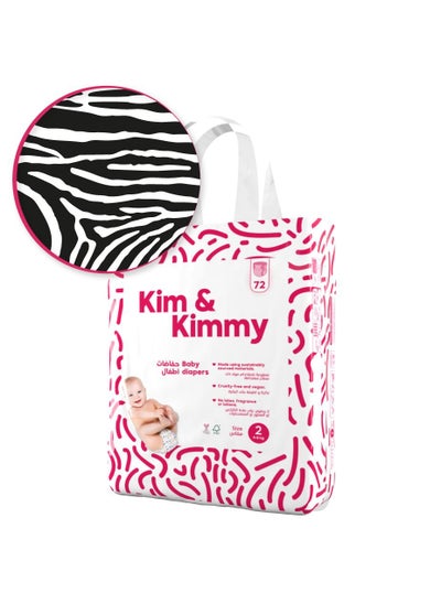 Buy Kim & Kimmy - Size 2 Diapers, 4 - 8kg, qty 72 - Zebra in UAE