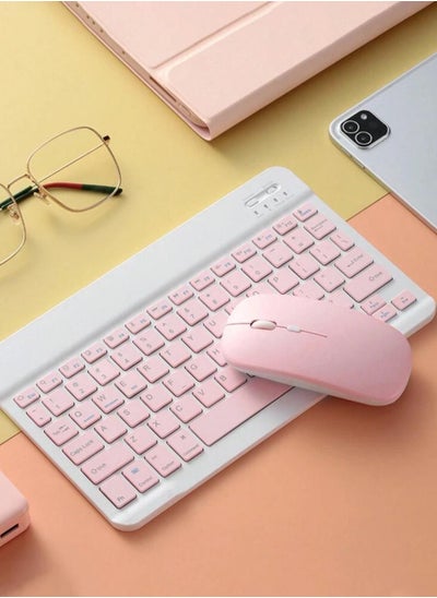 Buy Wireless Keyboard and Mouse Bluetooth Rechargeable Wireless Mouse Keyboard Set Ultra-Slim Portable Compact Keyboard and Mouse Combo  (Pink) in Saudi Arabia