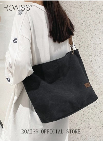 Buy Large-Capacity Canvas Bag for Women Can Be Used As A Cross-Body Bag Fashionable and Versatile Retro Casual Tote Bag in UAE