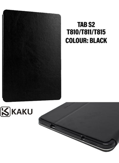 اشتري Tablet S2 Kaku Case, Leather Protective Case Cover For Samsung Galaxy Tab S2 T810/T811/T815 Black Colour في الامارات