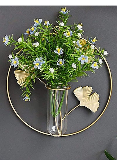 Buy Creative Wall Hanging Plants Vase with Metal Leaf Frame for Living Room Bedrooms and Office Decoration in UAE