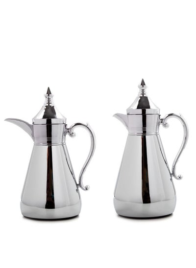 Buy Luxurious stainless steel thermos set for tea and coffee chrome 0.7/1 liter in Saudi Arabia