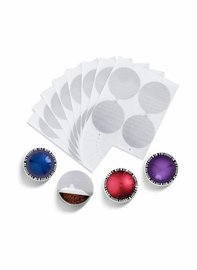 اشتري Capsule Cup Seal Film, Disposable Aluminum Foil Lids Self-Adhesive Stickers for Nespresso Machines (Filter Seal) Aluminum Foil Seals Kit Compatible with Nespresso Vertuoline Capsules 100pcs في الامارات