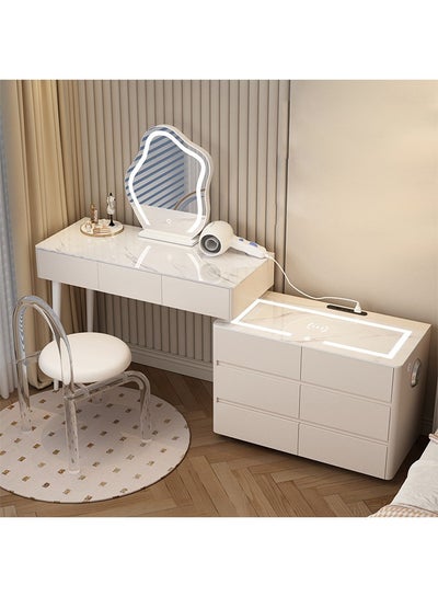 Buy Makeup Vanity Table Dressing Table Flip Mirror With Drawers And Chair With BT Speaker ,wireless charger and USB port 120CM in UAE