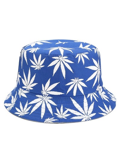 Buy Double face foldable casual leaves pattern sun unisex bucket travel hat in Egypt