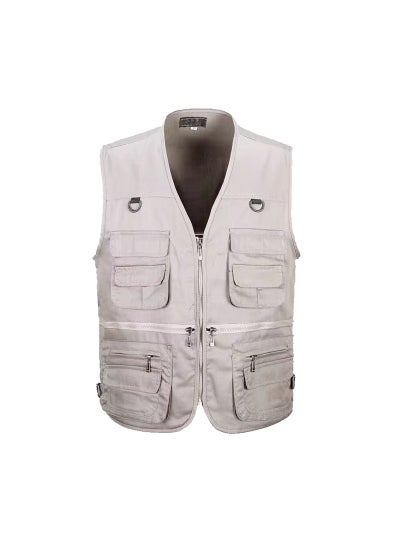 اشتري Multi-Pocket Outdoor Fishing Vest for Men Khaki (light) في الامارات