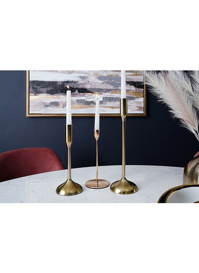 Buy Classica Taper Candle Holder 11x11x36Cm Gold in UAE