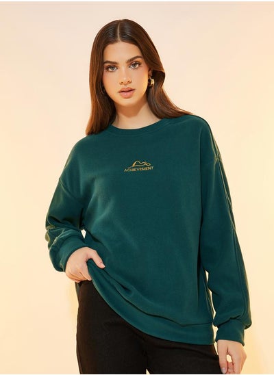 Buy Embroidered Slogan Detail Oversized Sweatshirt in Saudi Arabia