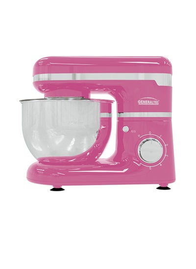 اشتري Generaltec 600W 4.5L Stand Mixer, Rotary Switch with 6 Speeds Plus Pulse, Bowl lift Design, Pink Color في الامارات