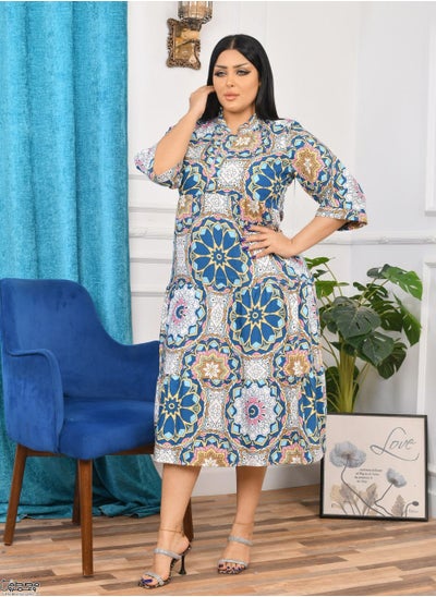 Buy Women's loose-fitting midi robe with harmonious colors in Saudi Arabia