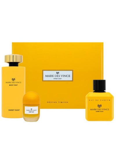 اشتري Mark Des Vince Sweet Dust Perfume Gift Set For Women Eau De Parfum 100ML + Body Mist 200ML + Concentrated Perfume Oil 15ML (Pack of 3) في الامارات