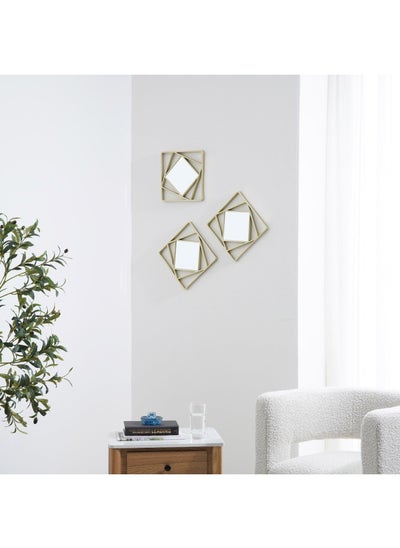 Buy Callisto Set of 3 Decorative Square Plastic mirror 25x2x25cm- Champagne Gold in UAE