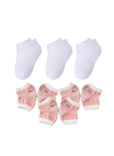 اشتري Star Babies Combo Pack of 2 (Kids socks pack of 3, Baby Knee Pad Pack of 3) - Pink في الامارات