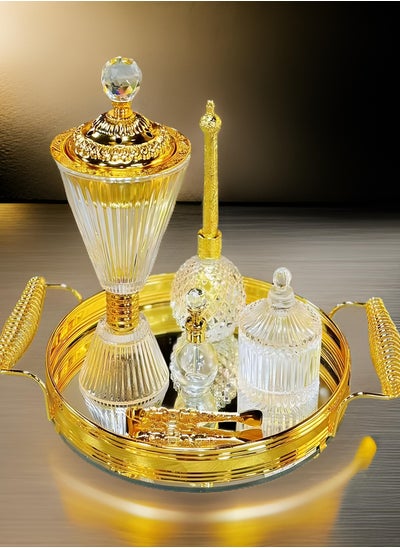 اشتري مجموعة مبخرة زجاجية أنيقة التصميم، مبخرة العود العربية، حامل عطر بخور لعطر المنزل والمكتب في السعودية