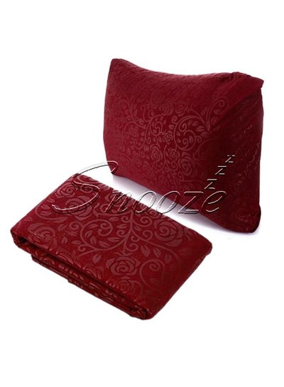 Buy Snooze Flat Jakared microfiber Bed Sheet - Dark red (flowery design) 180*240 Cm + Free Pillowcase in Egypt