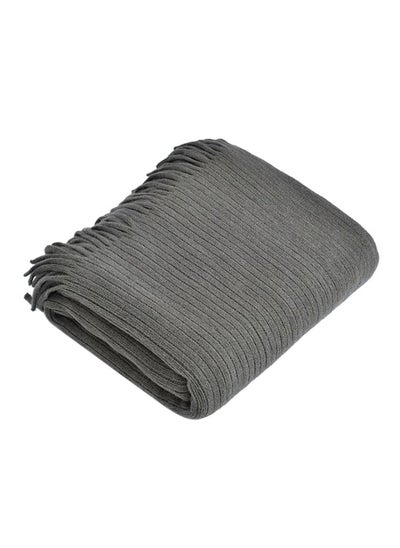 Buy Casual Knitted Solid Color Soft Blanket Polyester Dark Grey 125x150centimeter in Saudi Arabia