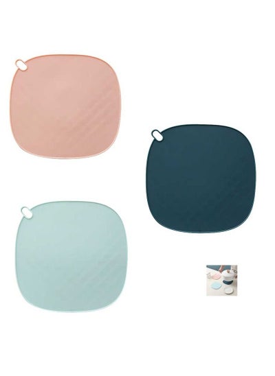 Buy 3pcs TPR Thickened Anti-Scalding Heat Insulation Pad Dark Blue/Pink/Light Blue in UAE