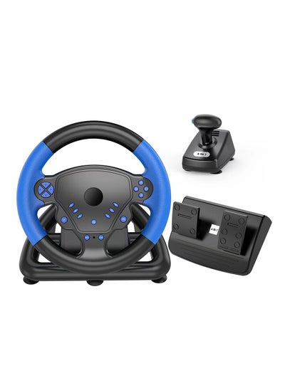اشتري عجلة قيادة للألعاب بزاوية 180 درجة مع دواسات وذراع تروس تدعم الاتصال السلكي أو البلوتوث ل PS4 / PS3 / PC / Android / iOS في السعودية