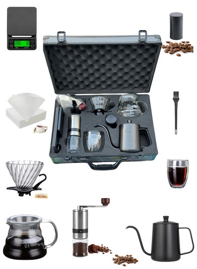 Buy V60 Coffee Set Manual Pour Over Coffee Maker Set Coffee Accessories with Portable Carry Case Stainless Gooseneck Kettle in Saudi Arabia