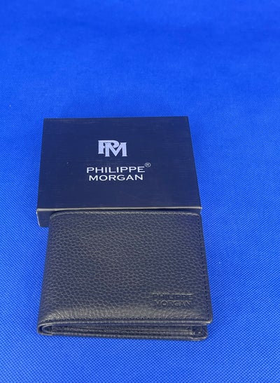 Buy Premium Genuine Leather Single Fold Wallet with Card and Coin Holder Black Color in UAE