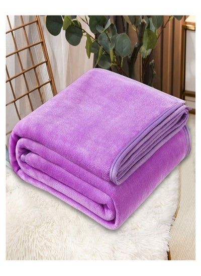 Buy Plain Velvet Blanket for Air Conditioning and Winter Bliss - Ideal for Home, Travel, and More (200x230cm) in UAE