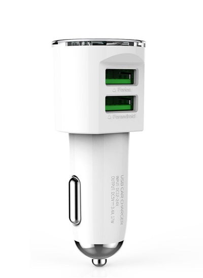 Buy LDNIO Car Charger For Mobile Phone 3.4A Output Dual USB Port Fast Car Charger with charging cable in UAE