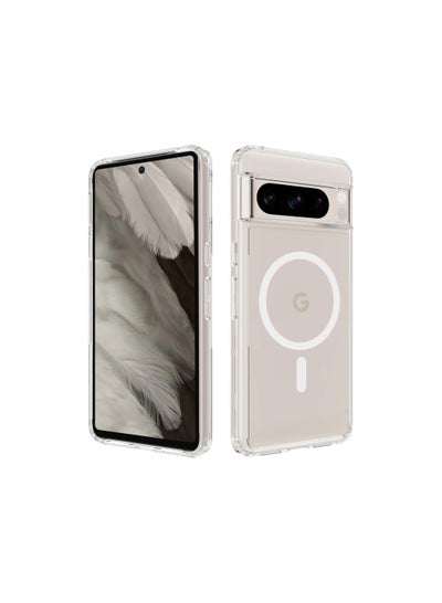 Buy Google Pixel 8-Pro Case, Clear Case Magnetic Military Grade Drop Protection Anti Yellowing Cell Phone Cover - Rugged Durable Shockproof Protective Bumper in Saudi Arabia