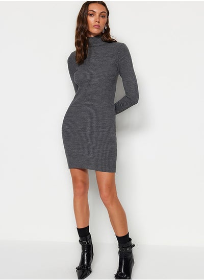 اشتري Anthracite Mini Knitwear Accessory Detailed Dress TWOAW23EL01389 في مصر