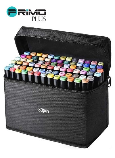 Buy 80-Piece Twin Side Marker Pens Set W060015 Multicolour in Saudi Arabia