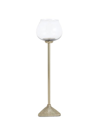 Buy Waltz Candle Holder, Clear & Gold - 13.5x51 cm in UAE