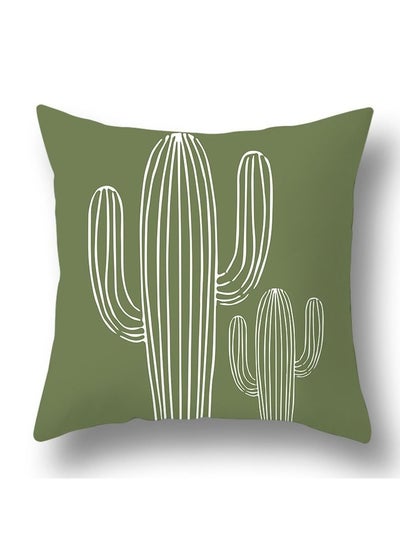 Buy Green botanical abstract geometric print pillowcase pillow cover 45*45cm in UAE