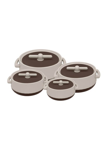 Buy Selvel Velvet Insulated Hot Pot Brown - 4Pcs Set (1000/1500/2000/3000), Phpv04-Brown in UAE