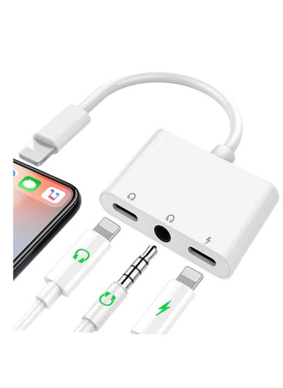 Buy 3.5mm Headphone Jack Audio Adapter, 3 in 1 Fast Charging Splitter for Headphone and Audio Charger for iPhone in Saudi Arabia