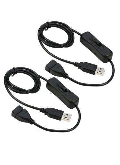 اشتري USB Extension Cable with ON/Off Switch Support Data and Power 1m/3Feet (2Pack) Compatible for USB Headset, USB Desk Lamp, USB Fan, LED Strips في الامارات