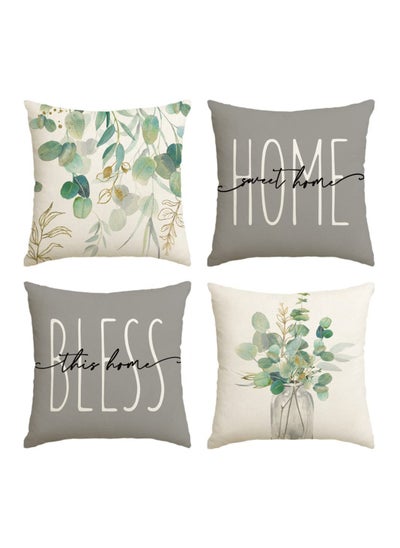 اشتري Throw Pillow Covers, Set of 4 Eucalyptus Leaves Throw Pillow Covers Decorative Pillow Cases for Sofa Couch Living Room Outdoor (45 * 45 cm) في الامارات