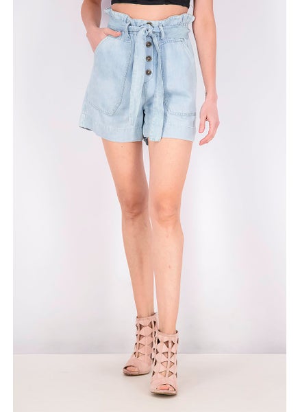 اشتري Women Washed Belted Short, Blue في السعودية