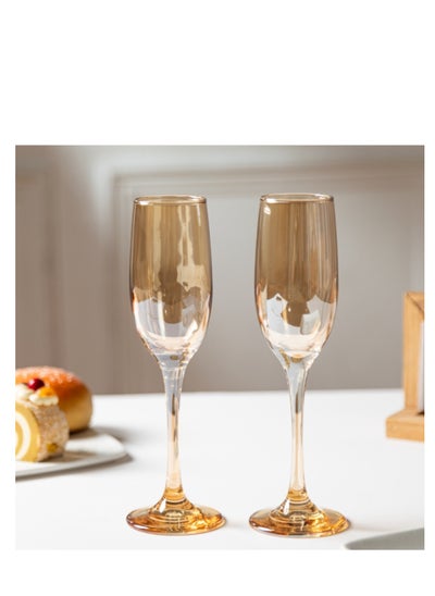 اشتري 6 Pcs Glasses Champagne Glasses Elegant Designed Hand Blown Lead Free Cups 200ml في الامارات