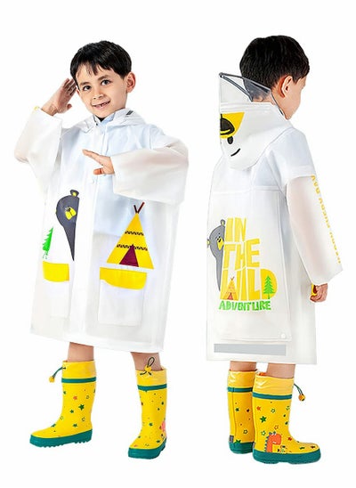 اشتري Kids Rain Poncho, Children's raincoats, Kids Raincoat Girls Boys Reusable Rain Poncho Jacket, Waterproof Jacket with Hood Toddler Rainwear Rain Coat (Bear M) في السعودية